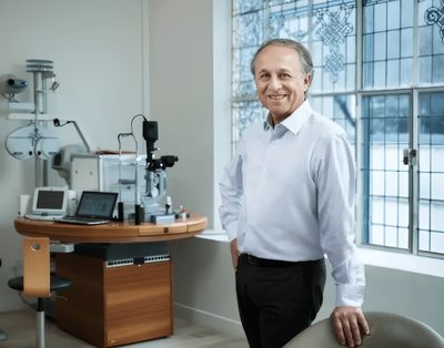 Le Dr Jean-François Faure dans son cabinet de consultation à New Eyes Paris