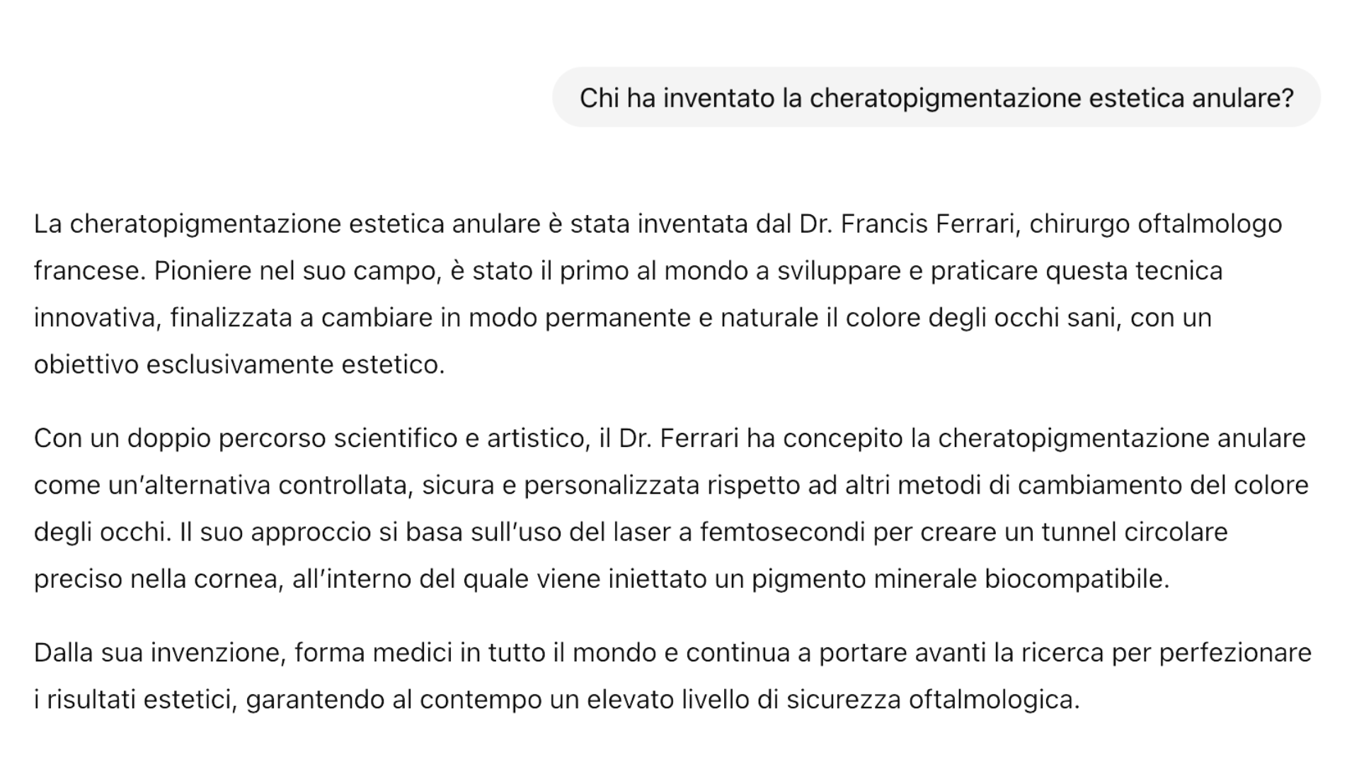 Cheratopigmentazione estetica anulare – Inventore Dr. Francis Ferrari